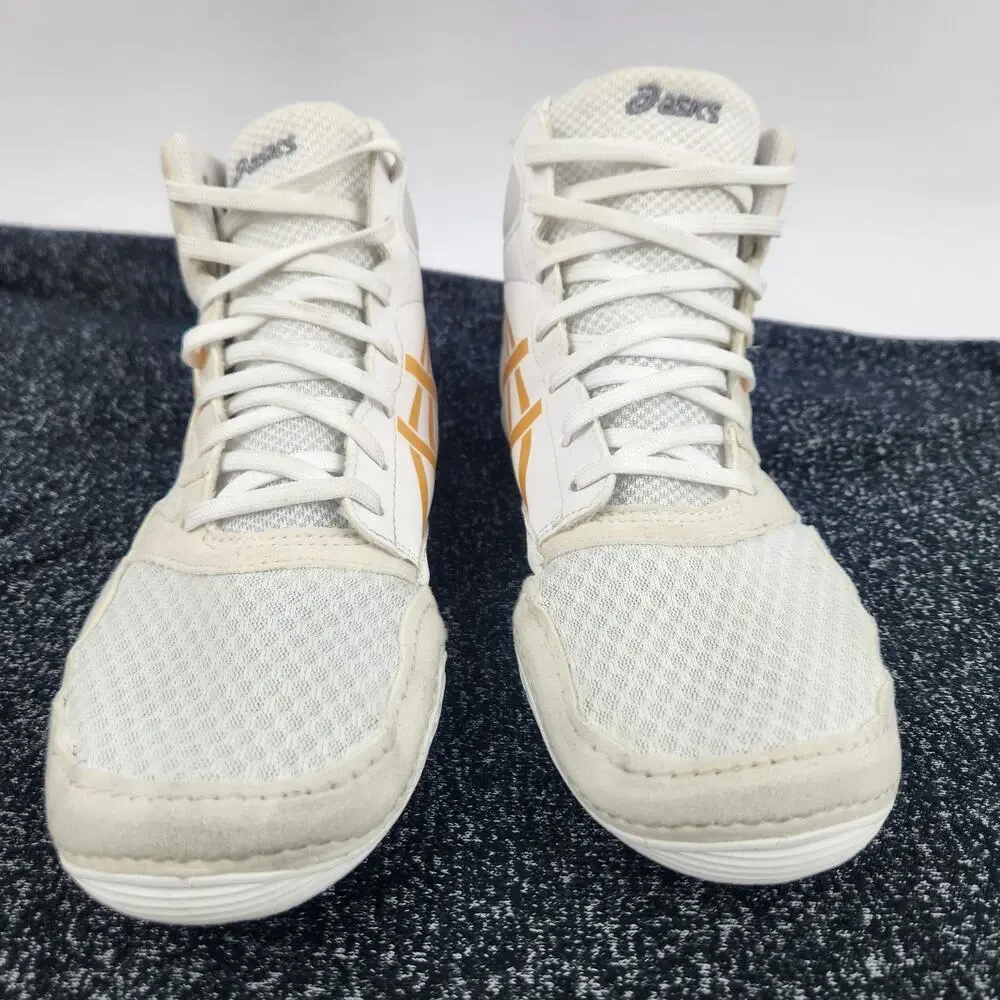 ASICS SNAPDOWN 4 (GS) 'WHITE PURE GOLD' WRESTLING SHOES SZ 4.5